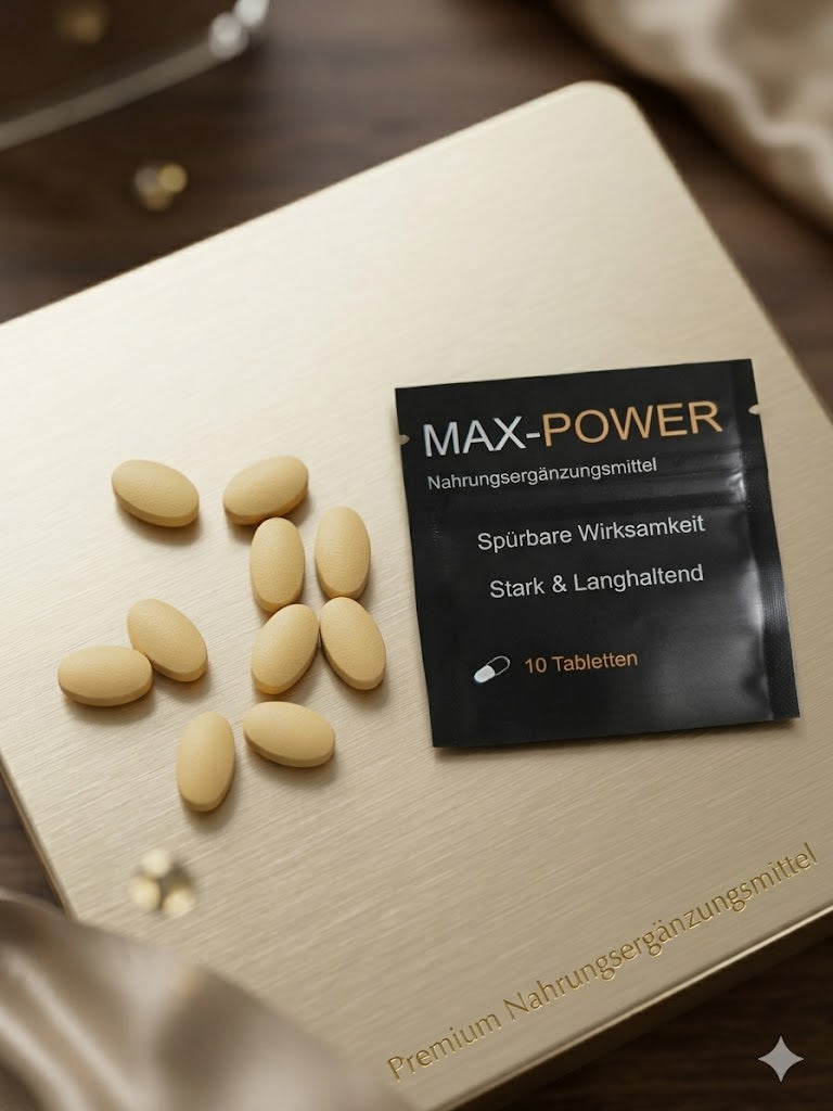 MAX POWER – 10 gelbe Tabletten – koffeinhaltiges Nahrungsergänzungsmittel mit Guarana & Koffein – für Frauen & Männer - Maximale Stärke