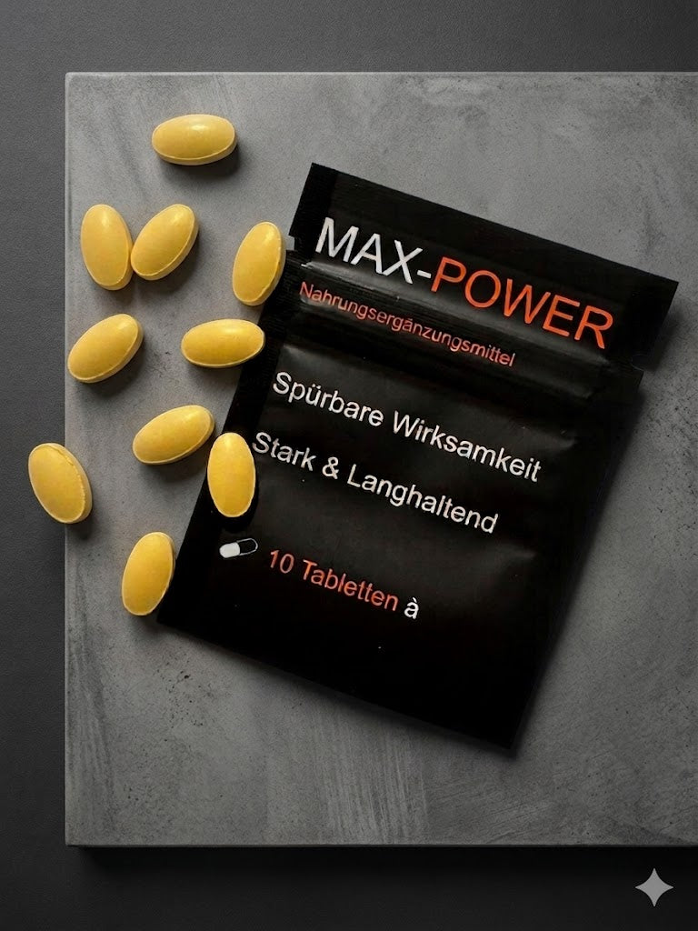 MAX POWER – 10 gelbe Tabletten – koffeinhaltiges Nahrungsergänzungsmittel mit Guarana & Koffein – für Frauen & Männer- Ultrapotent